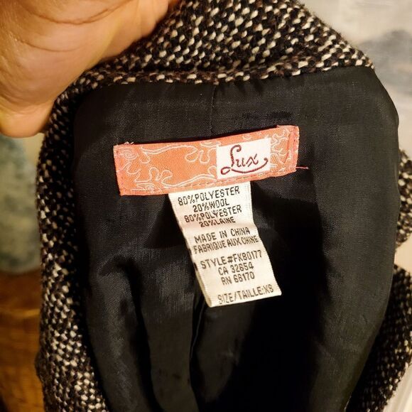 Lux Tweed Military Style Wool Blend Statement Blazer Jacket Xs - Picture 8 of 10